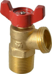 B&K Mueller - 1/2" Pipe, Brass, FNPT, MNPT x GHT End Connection, Boiler Drain Valve - 125 psi WOG Rating, Wing Tee Handle - Apex Tool & Supply
