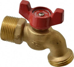 B&K Mueller - 1/2" Pipe, 125 psi WOG Rating, Brass Hose Bibb, Stop Valve - Wing Tee Handle, FNPT/MNPT x GHT End Connections - Apex Tool & Supply