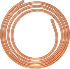 Mueller Industries - 1/2 Inch Outside Diameter x 10 Ft. Long, Copper Round Tube - 0.43 Inch Inside Diameter, 0.035 Inch Wall Thickness, Alloy 122 - Apex Tool & Supply
