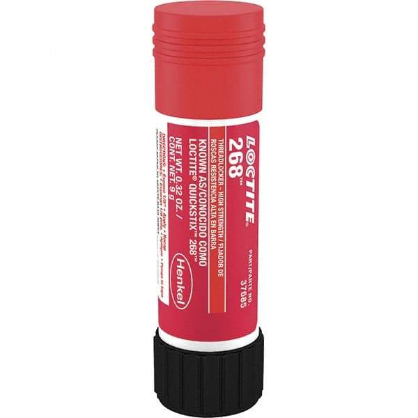 Loctite - 9 g Stick, Red, High Strength Semisolid Threadlocker - Series 268, 72 hr Full Cure Time, Hand Tool, Heat Removal - Apex Tool & Supply