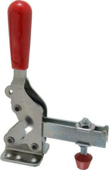 De-Sta-Co - 1,000 Lb Holding Capacity, Vertical Handle, Manual Hold Down Toggle Clamp - 64° Handle Movement, 76° Bar Opening, U-Bar, Flanged Base, Electro-Plated Zinc, Carbon Steel - Apex Tool & Supply