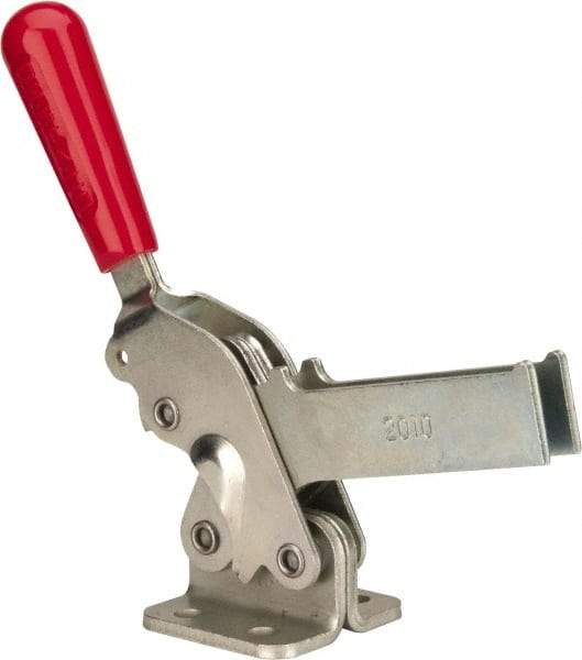 De-Sta-Co - 1,400 Lb Holding Capacity, Vertical Handle, Manual Hold Down Toggle Clamp - 66° Handle Movement, 78° Bar Opening, U-Bar, Flanged Base, Electro-Plated Zinc, Carbon Steel - Apex Tool & Supply