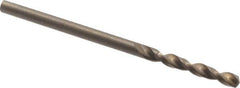 Cleveland - #40 135° Parabolic Flute Cobalt Screw Machine Drill Bit - Oxide/Gold Finish, Right Hand Cut, 13/16" Flute Length, 1-13/16" OAL, Split Point, Straight Shank - Apex Tool & Supply