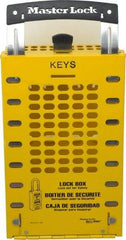 Master Lock - 3-1/2" Deep x 6-3/8" Wide x 12-3/4" High, Portable & Wall Mount Group Lockout Box - Yellow, 14 Padlocks - Apex Tool & Supply