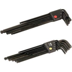 Wiha - 22 Piece, L-Key Long Arm Ball End Hex Key Set - 0.05 to 3/8" Range, Chrome Vanadium Molybdenum - Apex Tool & Supply