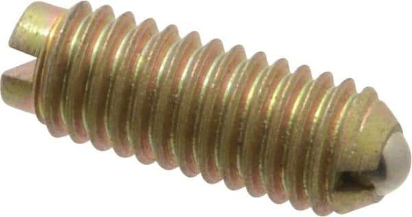 Gibraltar - 10-32, 0.093" Ball Diam, 33/64" Body Length, 0.025" Max Ball Reach, Threaded Ball Plunger - Steel Body, Steel Ball, 2 Lb Initial End Force, 5 Lb Final End Force - Apex Tool & Supply