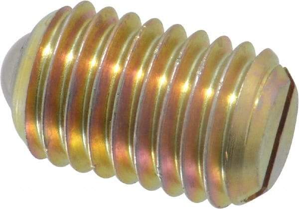 Gibraltar - 5/8-11, 0.375" Ball Diam, 63/64" Body Length, 0.096" Max Ball Reach, Threaded Ball Plunger - Steel Body, Steel Ball, 7 Lb Initial End Force, 50 Lb Final End Force, Locking Element - Apex Tool & Supply