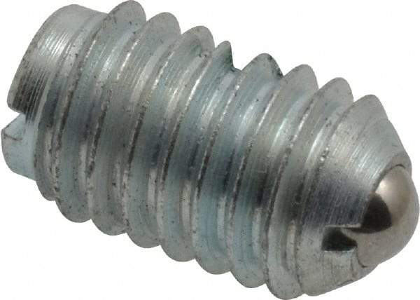 Gibraltar - 3/8-16, 0.187" Ball Diam, 5/8" Body Length, 0.048" Max Ball Reach, Threaded Ball Plunger - Steel Body, Steel Ball, 2.5 Lb Initial End Force, 5 Lb Final End Force, Locking Element - Apex Tool & Supply