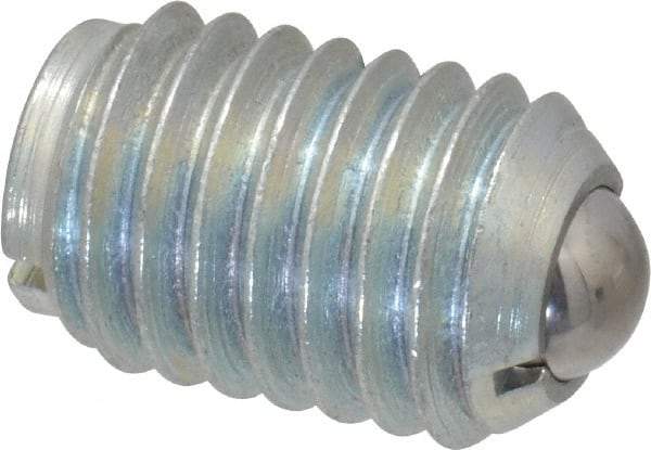 Gibraltar - 1/2-13, 0.281" Ball Diam, 3/4" Body Length, 0.072" Max Ball Reach, Threaded Ball Plunger - Steel Body, Steel Ball, 3 Lb Initial End Force, 6 Lb Final End Force, Locking Element - Apex Tool & Supply