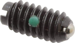 Gibraltar - 1/4-20, 0.125" Ball Diam, 17/32" Body Length, 0.035" Max Ball Reach, Threaded Ball Plunger - Steel Body, Steel Ball, 3 Lb Initial End Force, 7 Lb Final End Force, Locking Element - Apex Tool & Supply