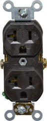 Leviton - 125 VAC, 20 Amp, 5-20R NEMA Configuration, Brown, Specification Grade, Self Grounding Duplex Receptacle - 1 Phase, 2 Poles, 3 Wire, Flush Mount, Tamper Resistant - Apex Tool & Supply