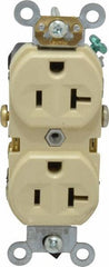 Leviton - 125 VAC, 20 Amp, 5-20R NEMA Configuration, Ivory, Specification Grade, Self Grounding Duplex Receptacle - 1 Phase, 2 Poles, 3 Wire, Flush Mount, Tamper Resistant - Apex Tool & Supply