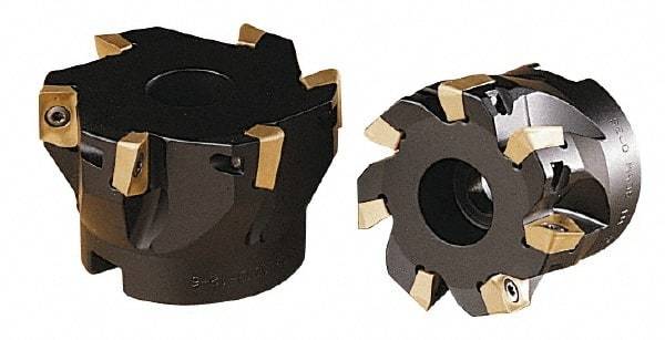 Kennametal - 5 Inserts, 2-1/2" Cut Diam, 3/4" Arbor Diam, 0.6" Max Depth of Cut, Indexable Square-Shoulder Face Mill - 0/90° Lead Angle, 1.56" High, AP.T 1604.., AP.W 1604.. & APEX 1604.. Insert Compatibility, Through Coolant, Series 7690 VA 16 - Apex Tool & Supply