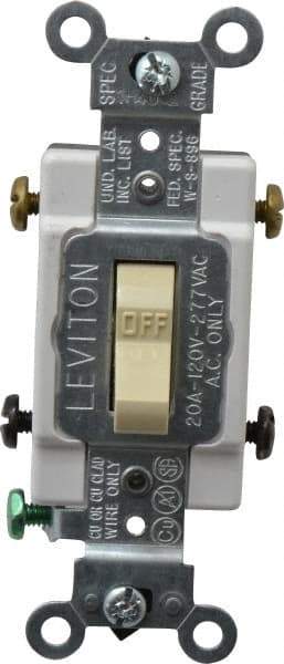 Leviton - 2 Pole, 120 to 277 VAC, 20 Amp, Commercial Grade, Toggle, Wall and Dimmer Light Switch - 1.31 Inch Wide x 4.06 Inch High - Apex Tool & Supply