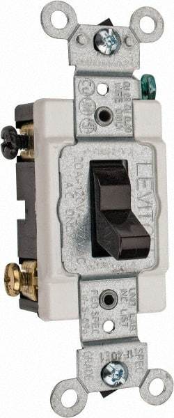 Leviton - 3 Pole, 120 to 277 VAC, 20 Amp, Commercial Grade, Toggle, Wall and Dimmer Light Switch - 1.31 Inch Wide x 4.06 Inch High - Apex Tool & Supply