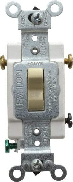 Leviton - 3 Pole, 120 to 277 VAC, 20 Amp, Commercial Grade, Toggle, Wall and Dimmer Light Switch - 1.31 Inch Wide x 4.06 Inch High - Apex Tool & Supply