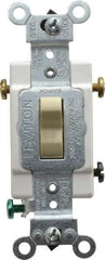 Leviton - 3 Pole, 120 to 277 VAC, 20 Amp, Commercial Grade, Toggle, Wall and Dimmer Light Switch - 1.31 Inch Wide x 4.06 Inch High - Apex Tool & Supply