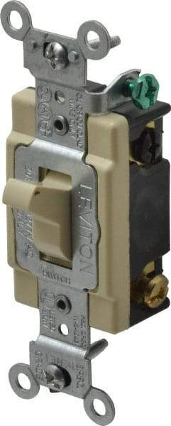 Leviton - 4 Pole, 120 to 277 VAC, 20 Amp, Commercial Grade, Toggle, Wall and Dimmer Light Switch - 1.31 Inch Wide x 4.06 Inch High - Apex Tool & Supply
