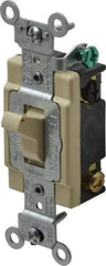 Leviton - 4 Pole, 120 to 277 VAC, 20 Amp, Commercial Grade, Toggle, Wall and Dimmer Light Switch - 1.31 Inch Wide x 4.06 Inch High - Apex Tool & Supply