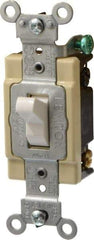 Leviton - 4 Pole, 120 to 277 VAC, 20 Amp, Commercial Grade, Toggle, Wall and Dimmer Light Switch - 1.31 Inch Wide x 4.06 Inch High - Apex Tool & Supply