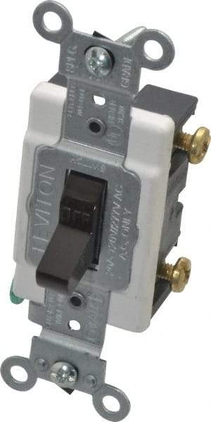 Leviton - 1 Pole, 120 to 277 VAC, 20 Amp, Commercial Grade, Toggle, Wall and Dimmer Light Switch - 1.31 Inch Wide x 4.06 Inch High - Apex Tool & Supply