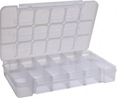 Akro-Mils - 9-1/2" Wide x 14-3/8" High x 2-1/2" Deep, Small Parts Storage Case - Clarified Polypropylene Frame, 3 to 18 Compartments, 2-7/8" Wide x 2-3/8 to 14" High x 2" Deep Bin - Apex Tool & Supply