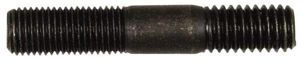 Dorman - 7/16-20 Long Thread, 7/16-14 Short Thread, 2-1/2" OAL Unequal Double Threaded Stud - Steel, Black Oxide Finish, 1" Long Thread Length, 13/16" Short Thread Length - Apex Tool & Supply