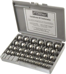 Fowler - to 1 to 25mm Diameter, Chrome Steel, Gage Ball Set - 0.0025 mm Tolerance, Grade 24 Accuracy, 63 RC Hardness, 25 Pairs - Apex Tool & Supply