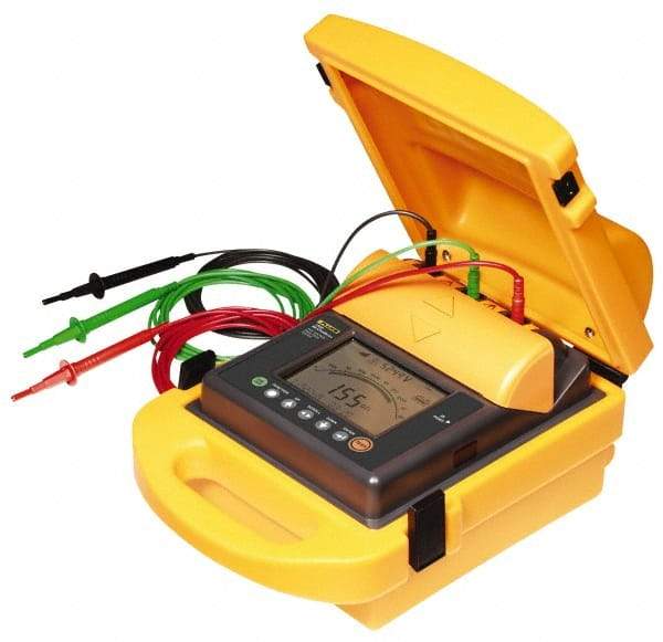 Fluke - Digital LCD Display, 2,000,000 Megohm Electrical Insulation Resistance Tester & Megohmmeter - 5,000 VDC Max Test Voltage, Powered by 12V Lead-Acid Battery - Apex Tool & Supply