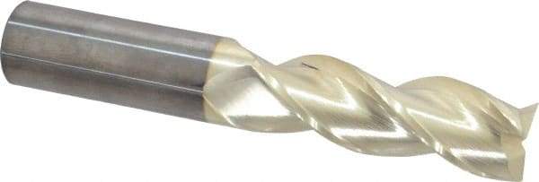 Accupro - 1", 3" LOC, 1" Shank Diam, 6" OAL, 3 Flute, Solid Carbide Square End Mill - Single End, ZrN Finish, Spiral Flute, 37° Helix, Centercutting, Right Hand Cut, Right Hand Flute - Apex Tool & Supply