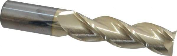 Accupro - 1", 3-1/2" LOC, 1" Shank Diam, 6" OAL, 3 Flute, Solid Carbide Square End Mill - Single End, ZrN Finish, Spiral Flute, 37° Helix, Centercutting, Right Hand Cut, Right Hand Flute - Apex Tool & Supply