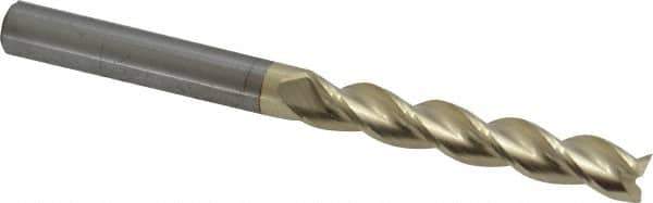 Accupro - 1/4", 1-1/2" LOC, 1/4" Shank Diam, 3" OAL, 3 Flute, Solid Carbide Square End Mill - Single End, ZrN Finish, Spiral Flute, 37° Helix, Centercutting, Right Hand Cut, Right Hand Flute - Apex Tool & Supply