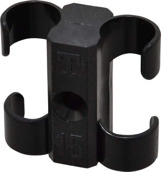 Midwest Control - 5/8 to 3/4 Hose OD, Multitube Holder - Black, 2 Slots, 1.61" OAL, 0.2" Mounting Hole, For Use With Tubes, Wires, Hose & Pipe - Apex Tool & Supply