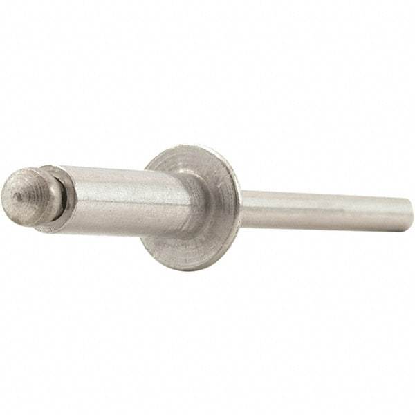 STANLEY Engineered Fastening - Size 3 Dome Head Aluminum Open End Blind Rivet - Aluminum Mandrel, 0.031" to 1/8" Grip, 3/32" Head Diam, 0.097" to 0.1" Hole Diam, 0.059" Body Diam - Apex Tool & Supply