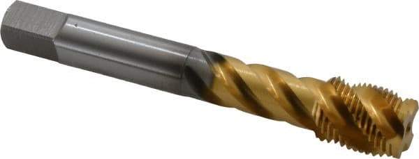 OSG - 5/8-18 UNF 4 Flute 2B Modified Bottoming Spiral Flute Tap - Vanadium High Speed Steel, TiN Finish, 100mm OAL, Right Hand Flute, Right Hand Thread - Apex Tool & Supply