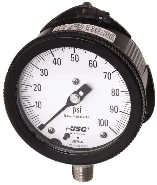 Ametek - 6" Dial, 1/2 Thread, 30-0-15 Scale Range, Pressure Gauge - Lower Back Connection Mount, Accurate to 0.5% of Scale - Apex Tool & Supply