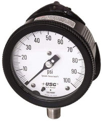 Ametek - 6" Dial, 1/2 Thread, 0-200 Scale Range, Pressure Gauge - Lower Back Connection Mount, Accurate to 0.5% of Scale - Apex Tool & Supply