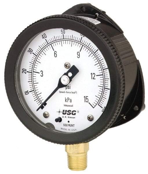 Ametek - 6" Dial, 1/2 Thread, 0-600 Scale Range, Pressure Gauge - Lower Connection Mount, Accurate to 0.5% of Scale - Apex Tool & Supply