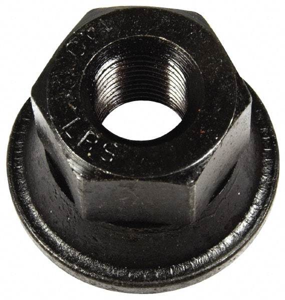 Dorman - 9/16-18 Black Oil Quench Finish Flanged Wheel Nut - 1-1/16" Hex, 1" OAL, 1.6 Diam Flange Seat Angle - Apex Tool & Supply