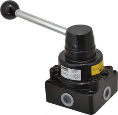 Parker - 3/8" NPT Rotary Disc, Hand Valve - 4-Way, Lever/Detent, 1.4 CV Rate, 150 Max psi & 166°F Max Temp - Apex Tool & Supply