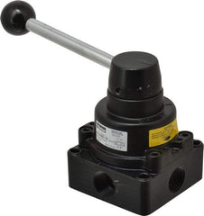 Parker - 1/2" NPT Rotary Disc, Hand Valve - 4-Way, Lever/Detent, 1.5 CV Rate, 150 Max psi & 166°F Max Temp - Apex Tool & Supply
