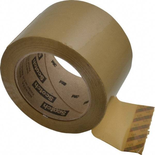 3M - 3" x 110 Yd Natural (Color) Rubber Adhesive Sealing Tape - Polypropylene Film Backing, 1.9 mil Thick, 44 Lb Tensile Strength, Series 371 - Apex Tool & Supply