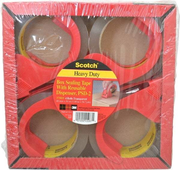 3M - 2" x 55 Yd Clear Rubber Adhesive Sealing Tape - Polypropylene Film Backing, 3.1 mil Thick, 35 Lb Tensile Strength, Series PSD2 - Apex Tool & Supply