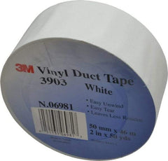 3M - 2" x 50 Yds White Duct Tape - 6.5 mil, Rubber Adhesive, Vinyl Backing, 12.6 Lb/ln Tensile Strength, 200°F Max, Series 3903 - Apex Tool & Supply