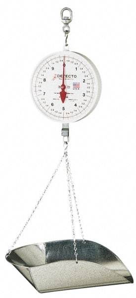 Detecto - 40 Lb. Capacity, 8 Inch Dial Hanging Scale with Galvanized Scoop - 20 Lbs. Graduation, 2 Revolutions - Apex Tool & Supply
