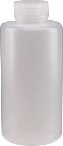 Dynalon Labware - 1,000 mL Wide-Mouth Bottle - Polyethylene, Translucent, 8.23" High x 3.54" Diam, 3/4" Cap - Apex Tool & Supply