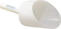 Bel-Art - 64 oz White Polyethylene Round Bottom Scoop - 6" Wide x 6" Deep Bowl, 5" Handle Length, 13" OAL - Apex Tool & Supply