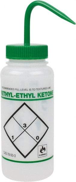 Bel-Art - 16 oz Safety Wash Bottle - Polyethylene, Green, 43mm Cap - Apex Tool & Supply