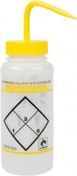 Bel-Art - 16 oz Safety Wash Bottle - Polyethylene, Yellow, 43mm Cap - Apex Tool & Supply