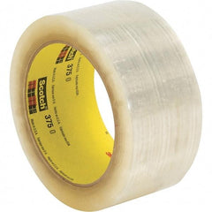 3M - 2" x 55 Yd Clear Rubber Adhesive Sealing Tape - Polypropylene Film Backing, 3.1 mil Thick, 70 Lb Tensile Strength, Series 375 - Apex Tool & Supply